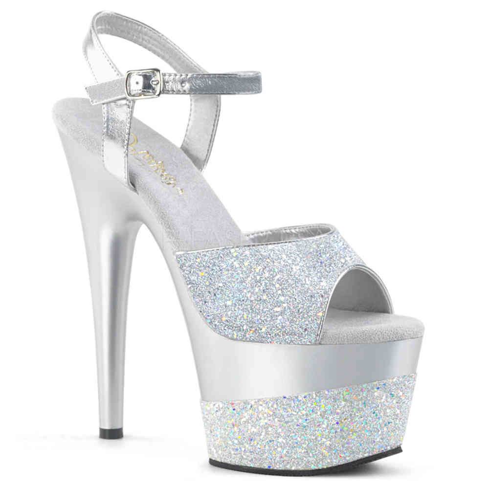 Pleaser - ADORE7092G Sandale à bride à la cheville, Pole dance chaussures - Chaussures de pole dance - Couleur argent Product image
